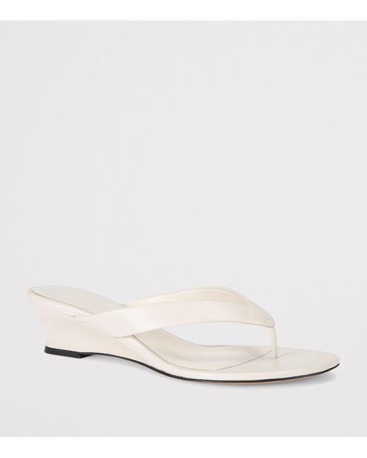 Le Monde Beryl White Leather Micro Wedge Sandals 40
