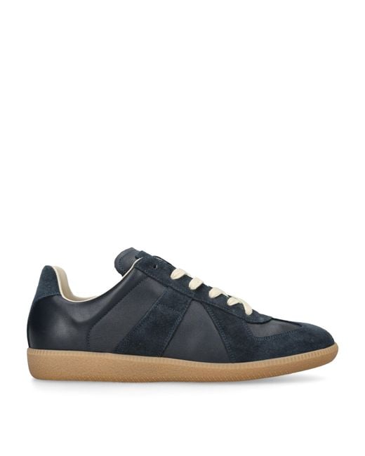 Maison Margiela Blue Leather-Suede Replica Sneakers for men