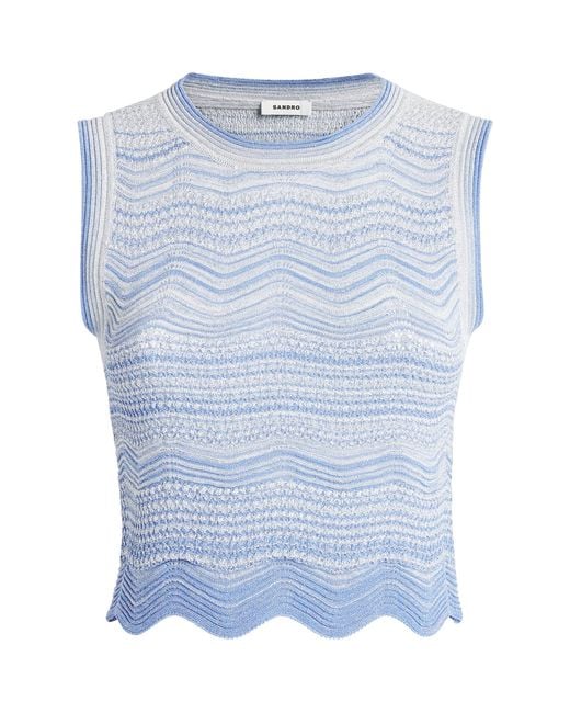 Sandro Blue Metallised Crop Top