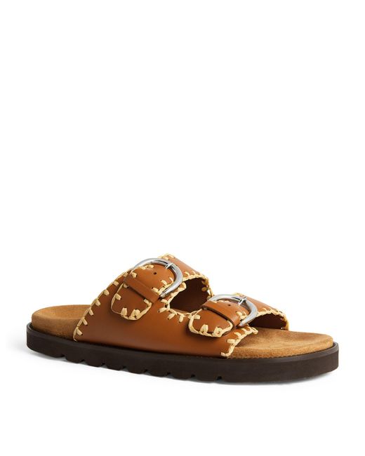 Weekend by Maxmara Brown Leather Buckled Sandals