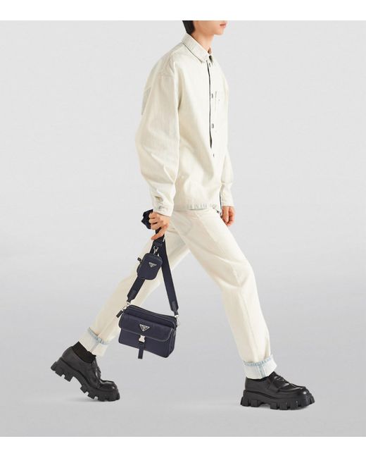 Prada Blue Re-Nylon Pouch Crossbody Bag for men