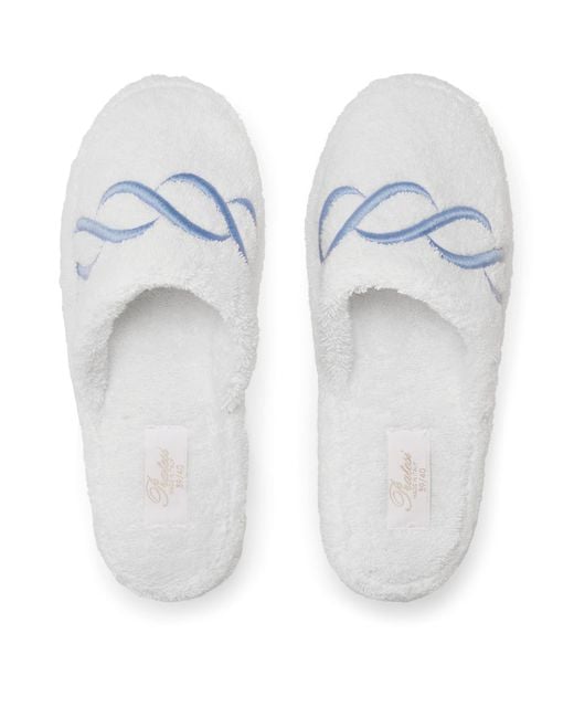 Pratesi White Cotton Towelling Embroidered Slippers