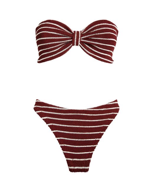 Hunza G Red Striped Jean Bikini
