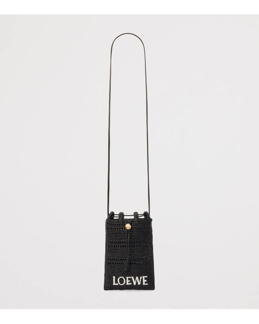 Loewe Black X Paula's Ibiza Raffia Drawstring Pocket Bag
