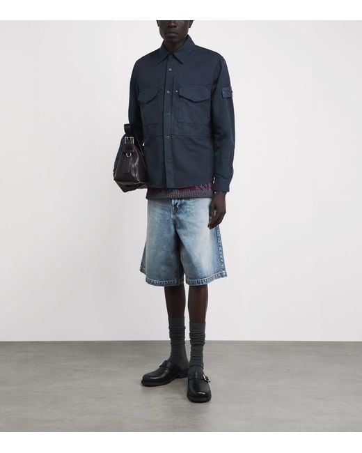 Stone Island Blue Canvas Ghost Overshirt for men