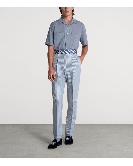 Dunhill Blue Cotton Gingham Shirt for men
