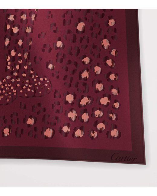 Cartier Red Silk Panthère Dots Scarf
