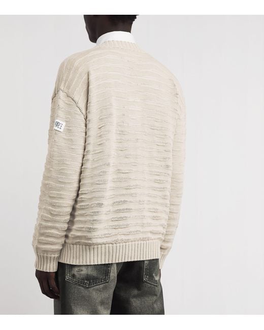 MM6 by Maison Margiela Natural Cotton Loose Rib Cardigan for men