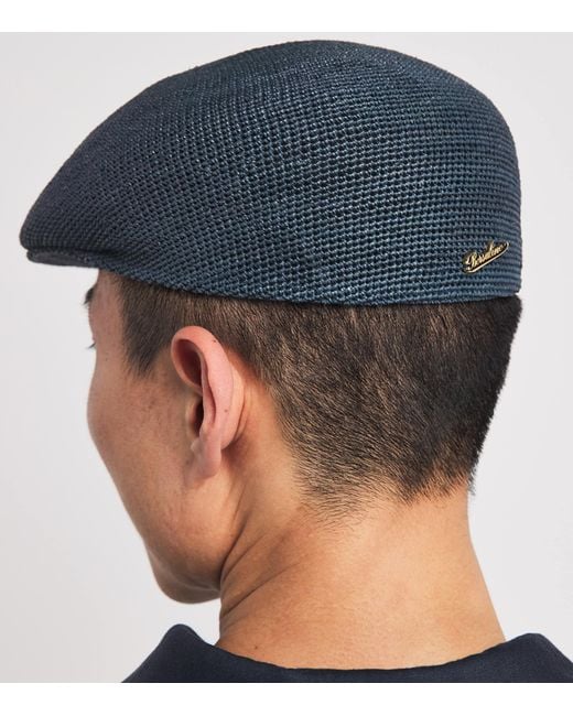 Borsalino Blue Raffia Miami Flat Beret for men