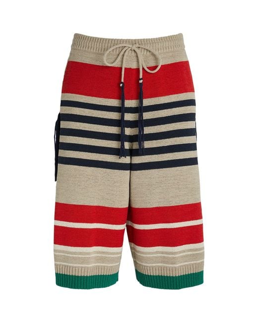 Craig Green Red Striped Knitted Shorts for men