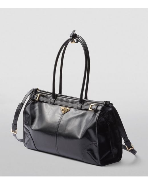 Prada Black Large Leather Bonnie Top-Handle Bag