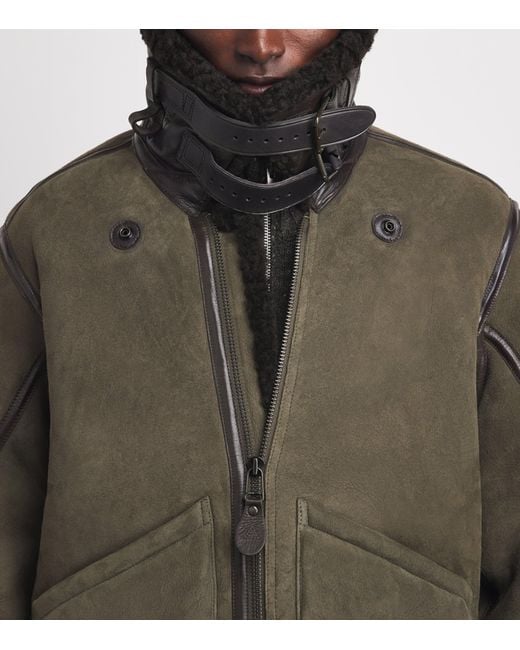 Polo Ralph Lauren Green Shearling Flight Jacket for men