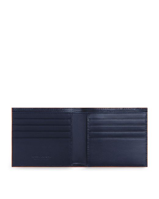 Bottega Veneta Blue Leather Intrecciato Bifold Wallet for men