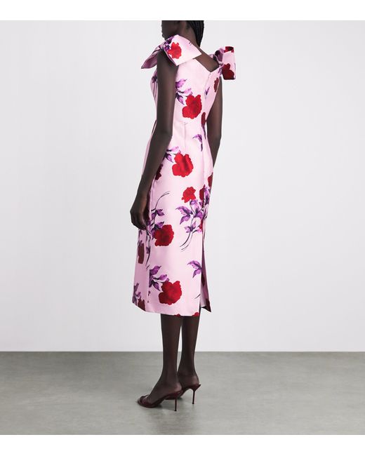 Rebecca Vallance Pink Off-Shoulder Melora Midi Dress