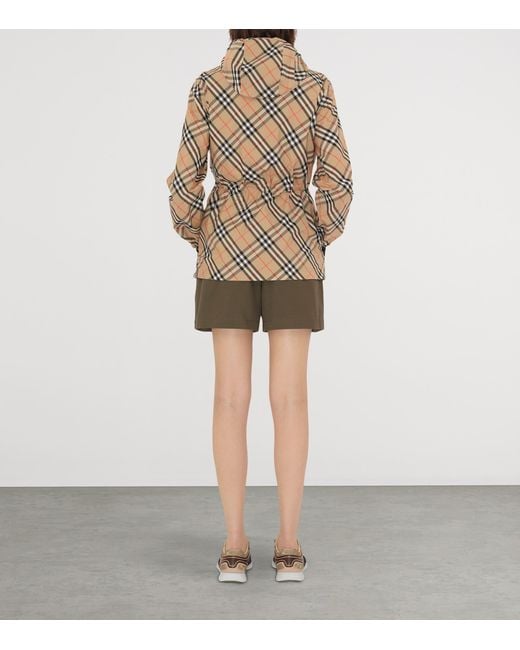 Burberry Brown Technical Check Hooded Jacket