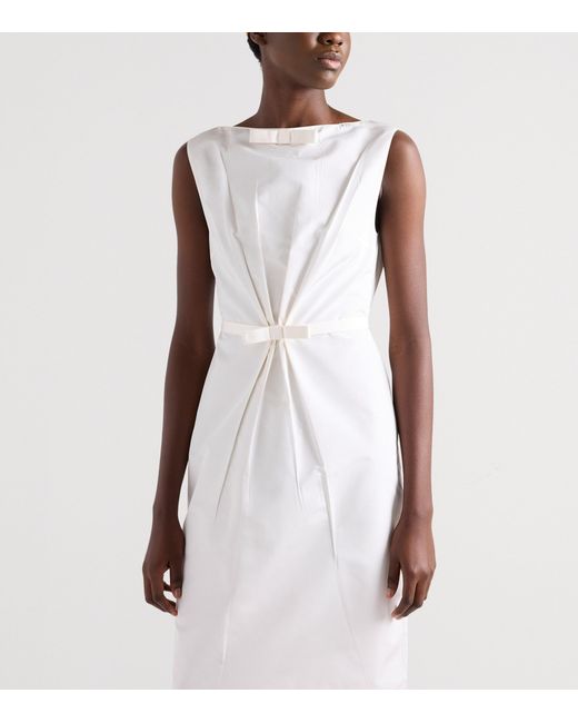 Prada White Silk Faille Midi Dress
