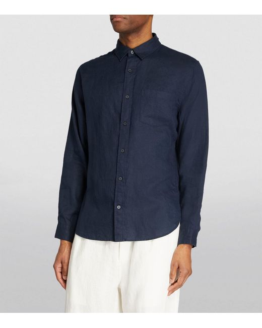 Vince Blue Linen Long-sleeve Shirt for men