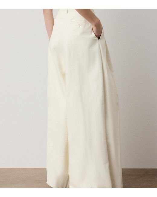 Ralph Lauren White Leather Vanessa Wide-Leg Trousers