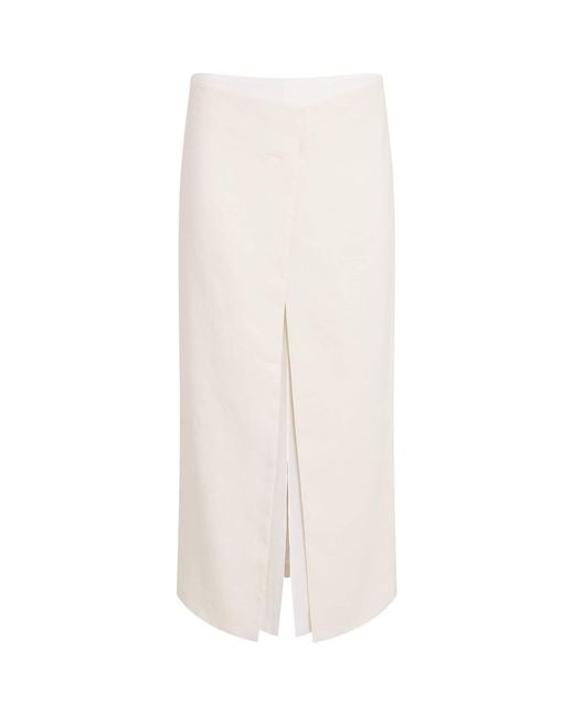 Khaite White Double-Layered Midi Skirt