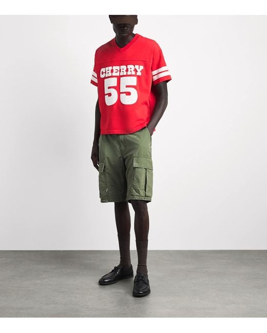 CHERRY LA Red Appliqué Football Jersey T-Shirt for men