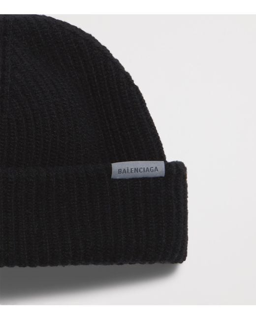 Balenciaga Black Wool Beanie for men