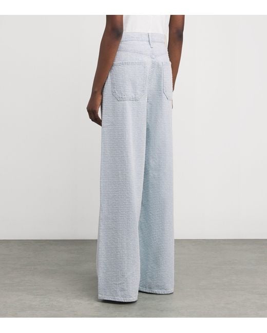 Rag & Bone White Textured Sofie Wide-Leg Jeans