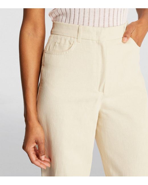Max Mara Natural Cotton-linen Wide-leg Trousers