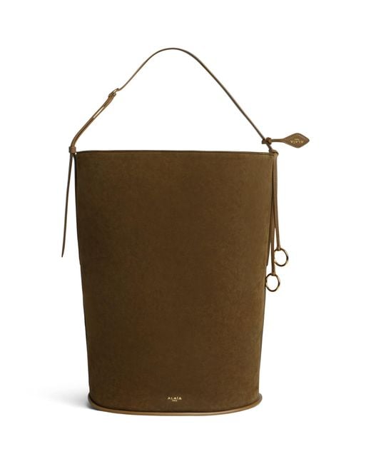 Alaïa Brown Large Suede-Leather Hip Bucket Bag