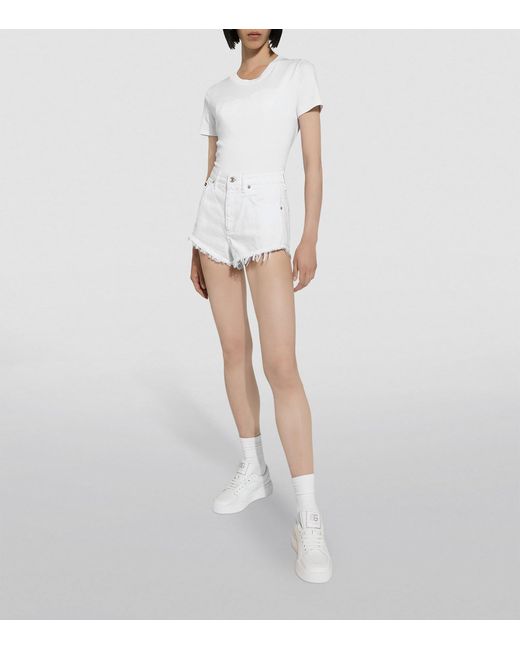 Dolce & Gabbana White Cotton Embroidered-Logo T-Shirt