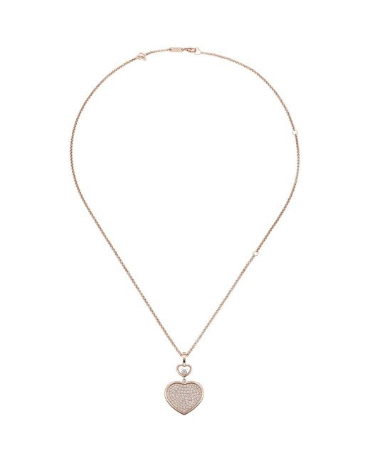 Chopard Metallic And Diamond Happy Hearts Pendant Necklace