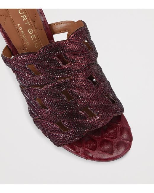 Kurt Geiger Purple Leather Embellished Chain Heeled Mules 85