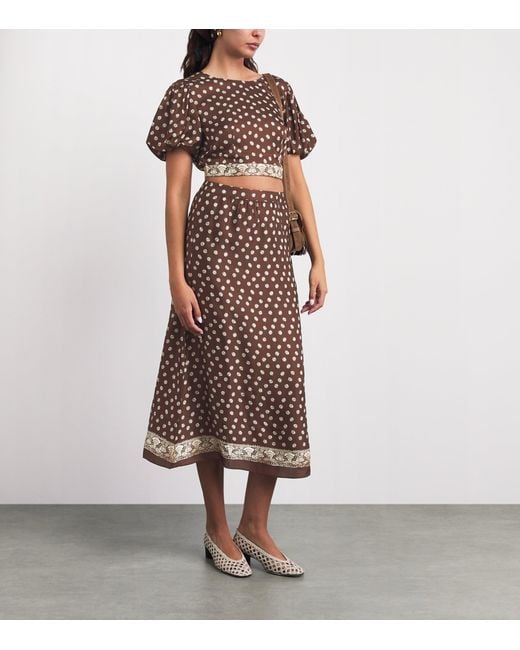 Claudie Pierlot Brown Printed Midi Skirt