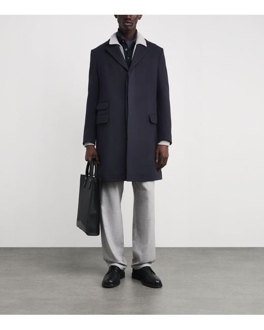 Ralph Lauren Blue Wool-Blend Kent Overcoat for men