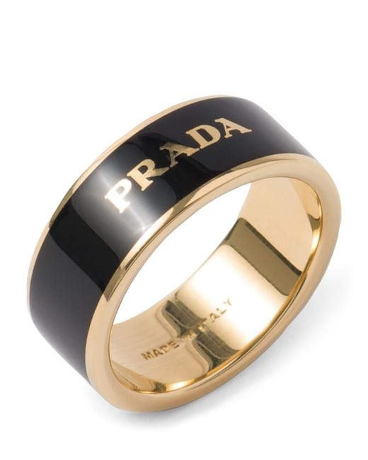 Prada Metallic Enamel Logo Ring