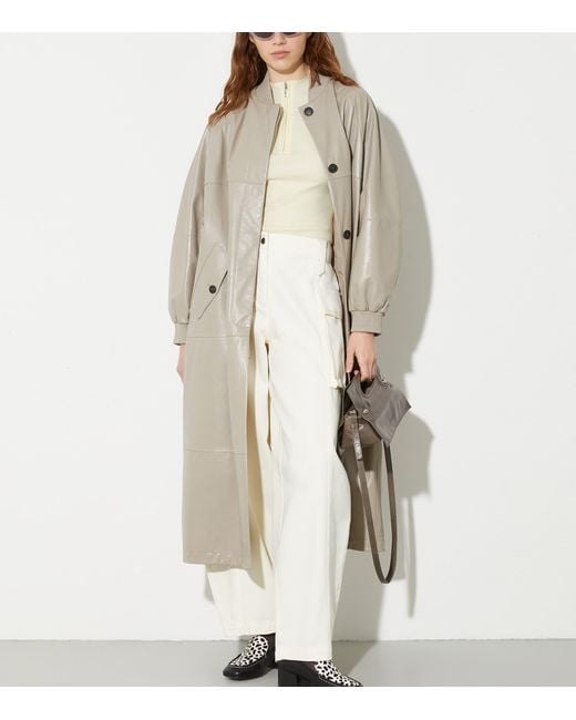 MAX&Co. Gray Leather Trench Coat