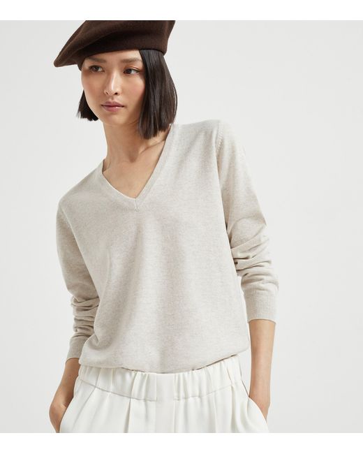 Brunello Cucinelli Natural Cashmere Monili-Detail Sweater