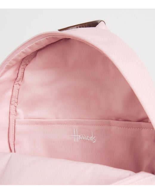Harrods Pink Cotton Embroidered Emblem Backpack