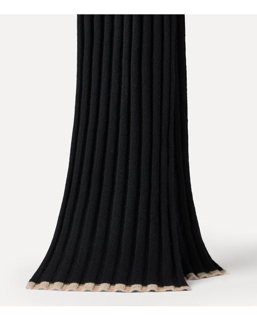 Brunello Cucinelli Black Cashmere Ribbed Scarf for men