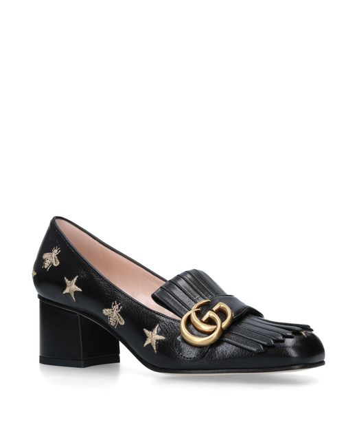 Gucci Black GG Marmont Bees & Stars Leather Pump