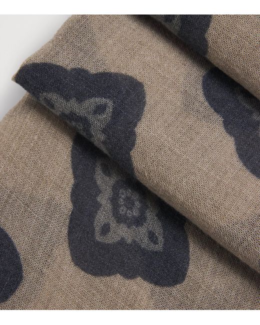 Giorgio Armani Gray Virgin Wool-Yak Wool Printed Foulard for men