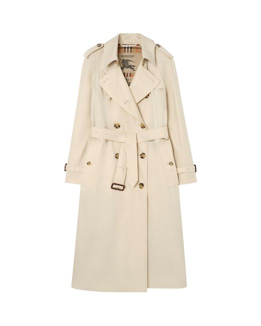 Burberry Natural Long Tropical Gabardine Waterloo Trench Coat