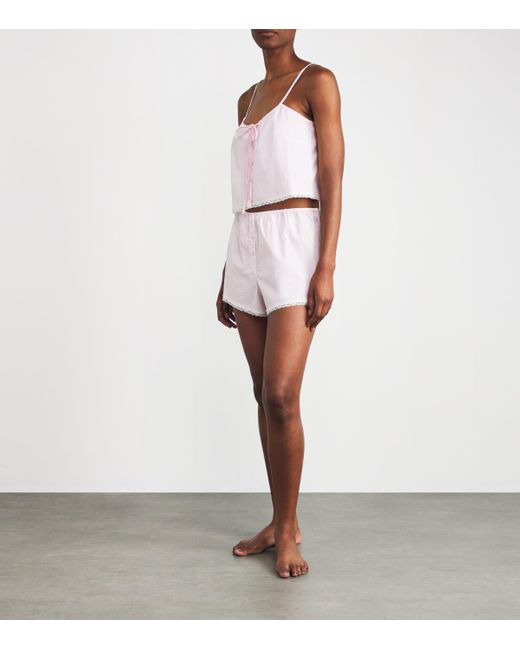 Skims Pink Cotton Poplin Sleep Shorts