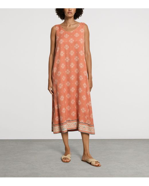 Hanro Pink Patterned Scoop-Neck Midi Dress