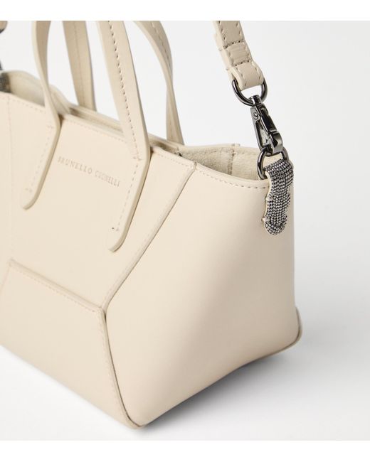 Brunello Cucinelli Natural Mini Calfskin Bc Duo Top-Handle Bag