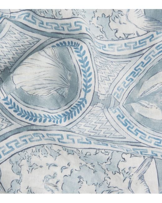BLUEMINT Blue Linen Printed Luca Shirt for men
