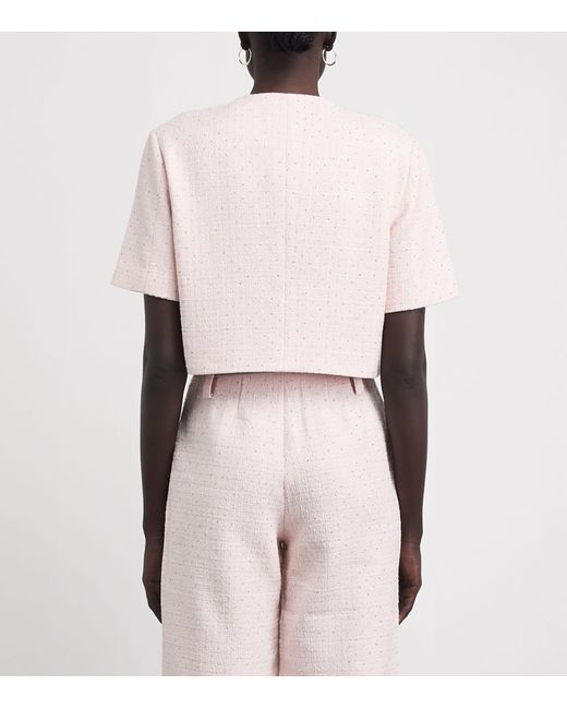Maje Pink Tweed Cropped Jacket