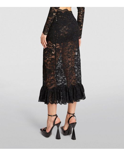 Rabanne Black Lace Midi Skirt