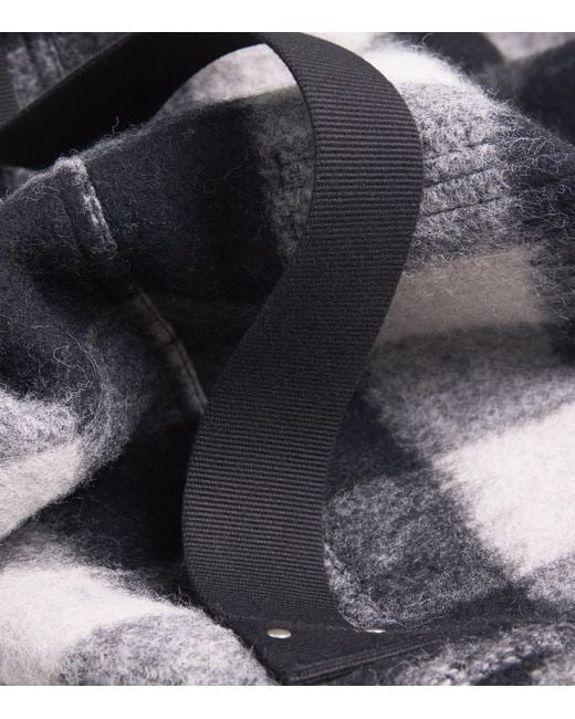 Rick Owens Gray Virgin Wool Check Overshirt for men