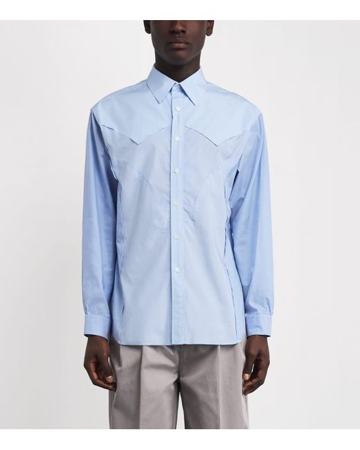 Maison Margiela Blue Cotton Panel Shirt for men