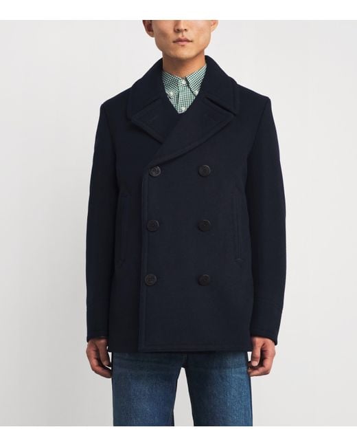 Polo Ralph Lauren Blue Wool-Blend Melton Peacoat for men